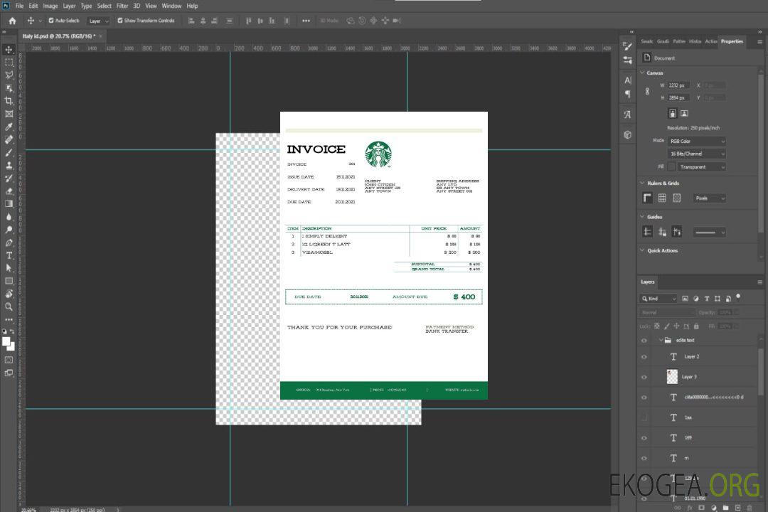 Facture Starbucks aux États , Unis(2) template